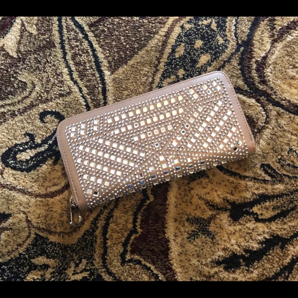 NEW Bling Sparkle Rhinestone Wallet Taupe